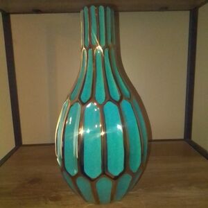 Elegant Turquoise and Gold Vase